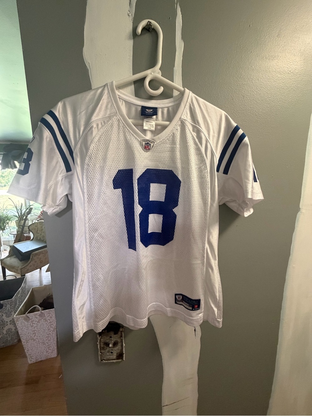 Peyton Manning Indianapolis Colts #18 White & Royal Blue Football Jersey